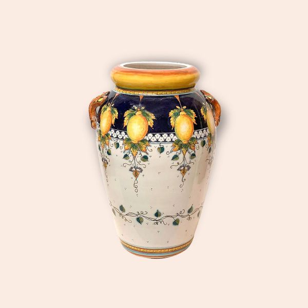 VASE WITH LEMONS AND BLUE LACEWORK, TWO SIZES